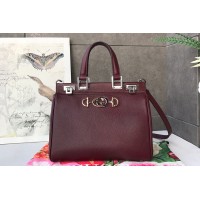 Gucci 569712 Zumi grainy leather small top handle bag in Bordeaux grainy leather