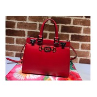 Gucci 569712 Zumi grainy leather small top handle bag in Red Grainy leather