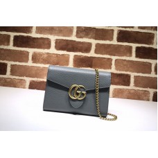 Gucci 401232 GG Marmont leather mini chain bag Gray Leather