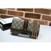 Gucci 546592 Ophidia GG chain wallet in Beige/ebony GG Supreme canvas