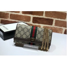 Gucci 546592 Ophidia GG chain wallet in Beige/ebony GG Supreme canvas