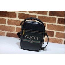Gucci 574803 Print leather shoulder bag in Black Leather