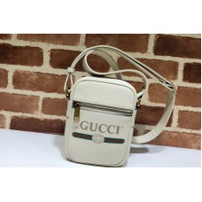 Gucci 574803 Print leather shoulder bag in White Leather