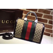 Gucci 247205 Vintage Web Original GG Canvas Boston Bags Black