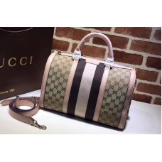 Gucci 247205 Vintage Web Original GG Canvas Boston Bags Pink