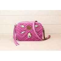 Gucci 448065 GG Marmont mini bags Pink Velvet