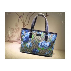 Gucci 211137 GG Supreme Blooms Canvas Tote Bags Blue