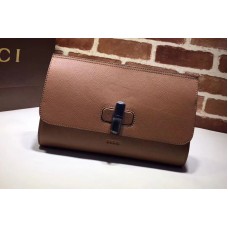Gucci 387220 Bamboo Daily Calfskin Leather Clutch Brown