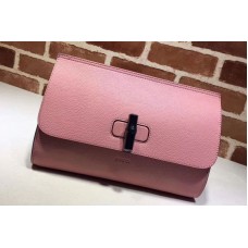 Gucci 387220 Bamboo Daily Calfskin Leather Clutch Pink