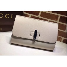Gucci 387220 Bamboo Daily Calfskin Leather Clutch White