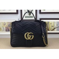 Gucci 498109 GG Marmont medium top handle bags Black