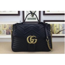 Gucci 498109 GG Marmont medium top handle bags Black