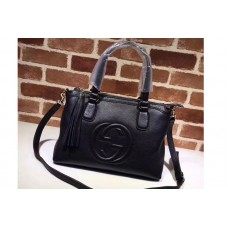 Gucci 308362 Calf Leather Soho Top Handle Bags Black