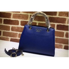 Gucci 336032 Bamboo Shopper Tote Bags Calfskin Leather Blue