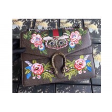 Gucci 400235 Dionysus Embroidered Owl Shoulder Bag Brown