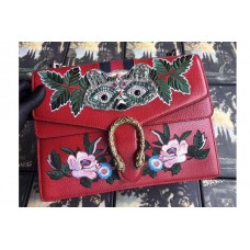 Gucci 400235 Dionysus Embroidered Owl Shoulder Bag Red