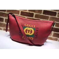 Gucci 523588 Print Half-moon Hobo Bag Red