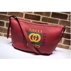 Gucci 523588 Print Half-moon Hobo Bag Red