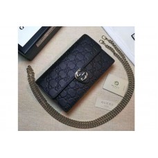 Gucci 409340 Icon Gucci Signature Chain Wallet Black