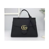 Gucci 421890 GG Marmont Leather Top Handle Bag Black