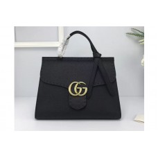 Gucci 421890 GG Marmont Leather Top Handle Bag Black