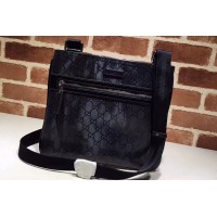 Gucci 295257 Nylon Guccissima Flat Messenger Bag Black