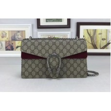 Gucci 400249 Dionysus GG Supreme Shoulder Bag Burgundy