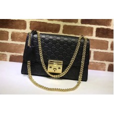 Gucci 409486 Padlock Gucci Signature Shoulder Bag Black