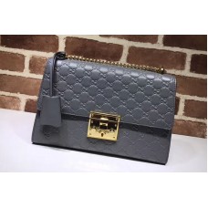 Gucci 409486 Padlock Gucci Signature Shoulder Bag Grey