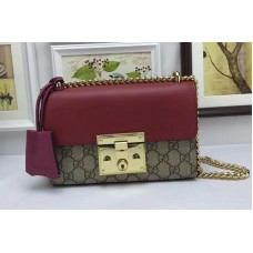 Gucci 409487 GG Supreme Padlock Shoulder Bags Wine