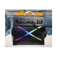 Louis Vuitton M30339 Steamer PM Bags Black Taiga leather With a Rainbow Marking