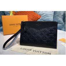 Louis Vuitton M68705 LV Pochette Melanie MM Bag in Black Monogram Empreinte leather