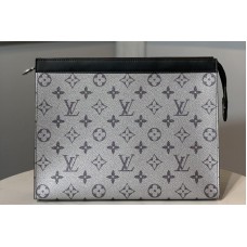 Louis Vuitton M61692 LV Pochette Voyage MM Bags in Silver Monogram Eclipse Canvas