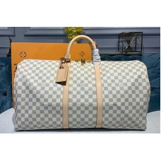 Louis Vuitton N41429 LV Keepall Bandouliere 55 Bag in Damier Azur Canvas