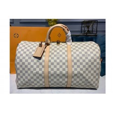 Louis Vuitton N41430 LV Keepall Bandouliere 50 Bag in Damier Azur Canvas