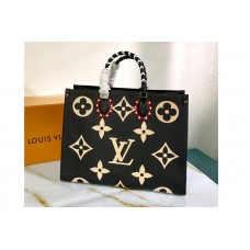 Louis Vuitton M45373 LV Crafty OnTheGo GM tote bag in Black Embossed grained cowhide leather