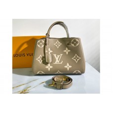 Louis Vuitton M45489 LV Exclusive Prelaunch &#8211; Montaigne BB Handbag in Tourterelle Gray/Cream Monogram Empreinte Leather