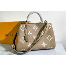 Louis Vuitton M45499 LV Exclusive Prelaunch &#8211; Montaigne MM Bag in Tourterelle Gray/Cream Monogram Empreinte Leather