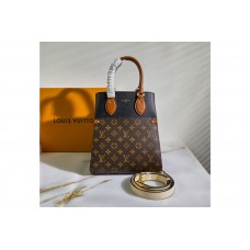 Louis Vuitton M45409 Fold Tote MM Bag in Monogram Canvas and calfskin leather