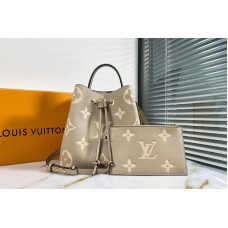 Louis Vuitton M45555 LV NéoNoé MM bucket bag in Tourterelle Gray/Cream Monogram Empreinte Leather