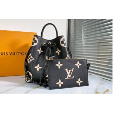 Louis Vuitton M45497 LV NéoNoé MM bucket bag In Black Monogram Flowers