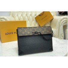 Louis Vuitton M30583 LV Pochette Voyage Steamer Bag in Black Taiga leather