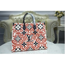 Louis Vuitton M45358 LV Crafty Onthego GM tote bag in Cream and Red Monogram Giant coated canvas