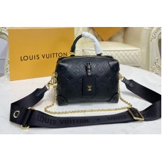 Louis Vuitton M45393 LV Petite Malle Souple handbag in Black Embossed grained cowhide leather