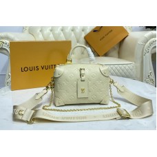 Louis Vuitton M45394 LV Petite Malle Souple handbag in Cream Embossed grained cowhide leather