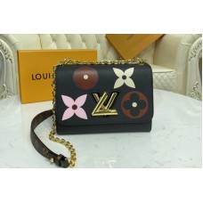 Louis Vuitton M57057 LV Twist MM handbag in Black/Multicolor Monogram Empreinte leather