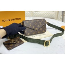 Louis Vuitton M80091 LV Pochette Felicie in Monogram canvas With Green Strap