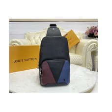 Louis Vuitton M30701 LV Avenue Sling Bag In Burgundy, black and navy blue Taiga leather