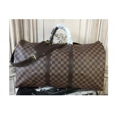 Louis Vuitton N41414 Keepall Bandouliere 55 Damier Ebene Canvas Bags