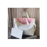 Louis Vuitton N41604 Neverfull GM Damier Azur Canvas Bags Pink